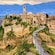 The city of Civita di Bagnoregio perched atop a mountain in Italy